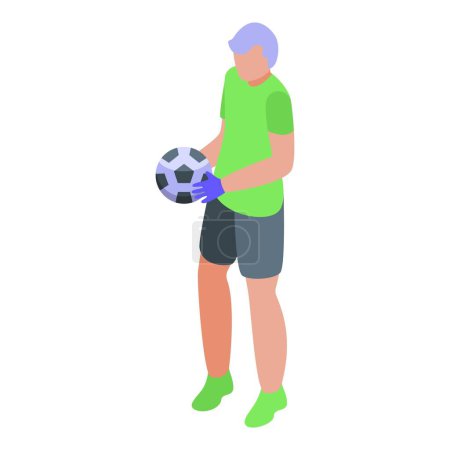 Fußball alte Torwart-Ikone isometrischer Vektor. Sport im Freien. Ältere Menschen