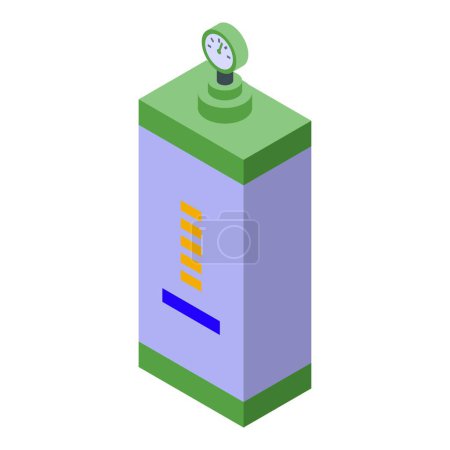 Téléchargez les illustrations : Biogaz station de ravitaillement icône vecteur isométrique. Plante bio verte. Industrie électrique - en licence libre de droit