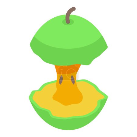 Téléchargez les illustrations : Bite icône de biogaz pomme vecteur isométrique. Réalimenter le matériel énergétique. Source agricole - en licence libre de droit