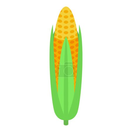 Téléchargez les illustrations : Icône de biogaz de la ferme de maïs vecteur isométrique. Énergie de base de raffinerie. Secteur industriel - en licence libre de droit