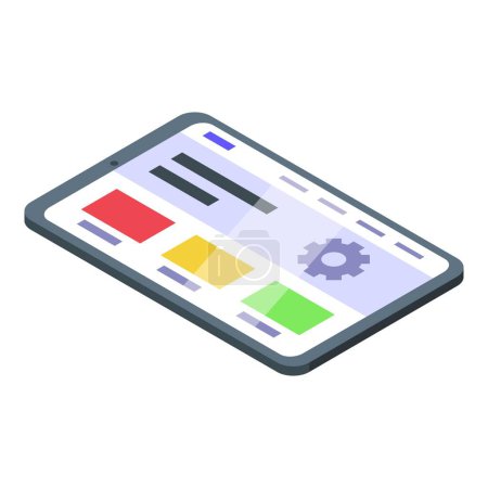 Téléchargez les illustrations : Tablette nouvelle icône de conception vecteur isométrique. Code web Seo. Marketing des services - en licence libre de droit