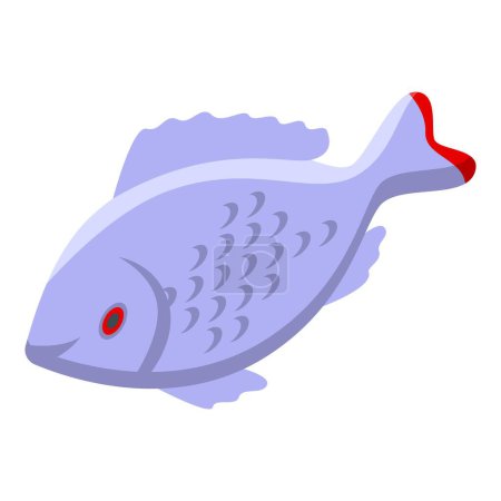 Téléchargez les illustrations : Capturer l'icône du poisson vecteur isométrique. Un passe-temps de pêche. Industrie de la pêche aux fruits de mer - en licence libre de droit