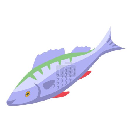Téléchargez les illustrations : Pêche hobby icône vecteur isométrique. Activité de pêcheur. Pêcheur fruits de mer prier - en licence libre de droit