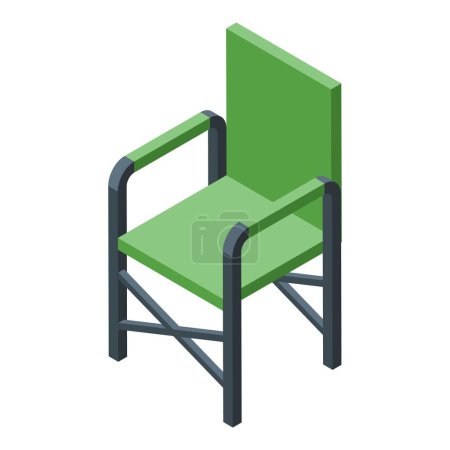 Téléchargez les illustrations : Chaise de pêche icône vecteur isométrique. Équipement de pêcheur. Piscatorial temps libre - en licence libre de droit