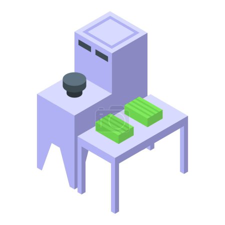 Soap processing icon isometric vector. Skincare cosmetics manufacturing. Cleansing products factory