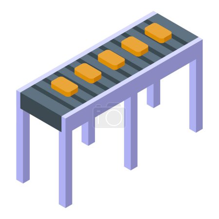 Soap factory conveyor icon isometric vector. Skincare products manufacturing. Chemical beauty industry