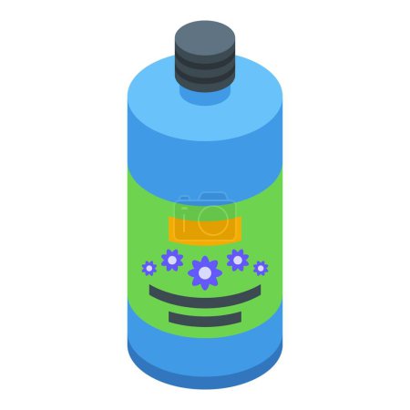 Téléchargez les illustrations : Icône bouteille de savon liquide vecteur isométrique. Emballage de produits nettoyants. Fabrication de cosmétiques de beauté - en licence libre de droit
