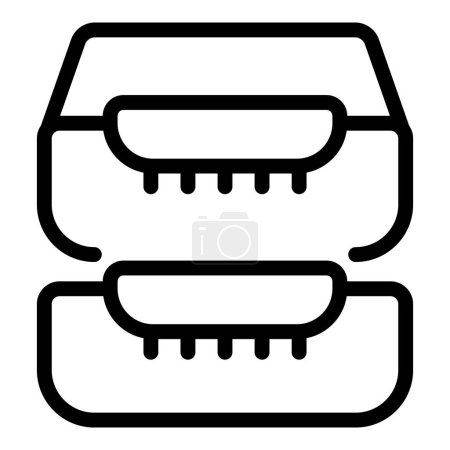 Illustration for Horizontal paper tray icon outline vector. Documents desk container. Cabinet files box storage - Royalty Free Image