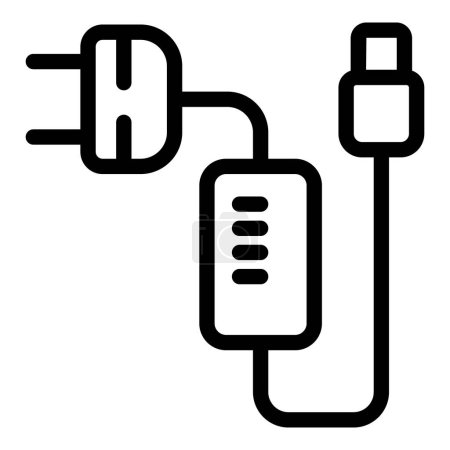 Ilustración de Icono del dispositivo de carga contorno vector. Recarga la batería. Conector de energía - Imagen libre de derechos