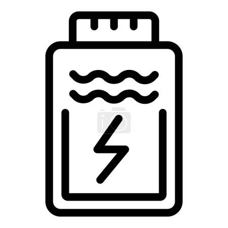 Ilustración de Icono de batería baja contorno vector. Recarga del banco de energía. Carga del conector del teléfono inteligente - Imagen libre de derechos