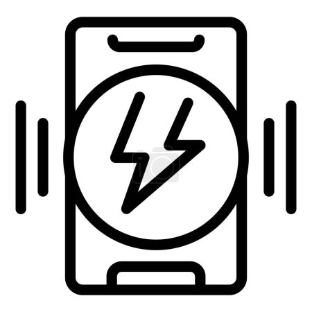 Low phone battery icon outline vector. Recharge cellphone. Energy power bank