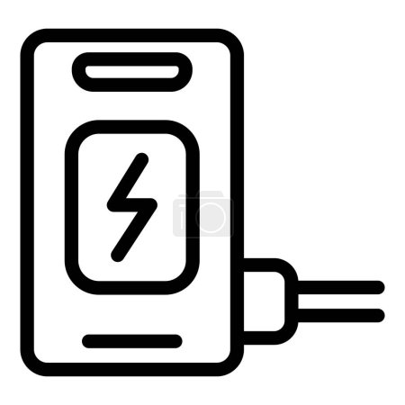 Smartphone-Ladesymbol-Umrissvektor. Energieanschluss. Steckernetzteil