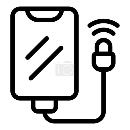 Ilustración de Cargador de teléfono rápido icono contorno vector. Adaptador de cable de alimentación de energía. Tecnología eléctrica de mano - Imagen libre de derechos