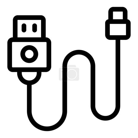 Energiequelle Kabel-Symbol Umrissvektor. Smartphone-Technologie. Batterieladekabel