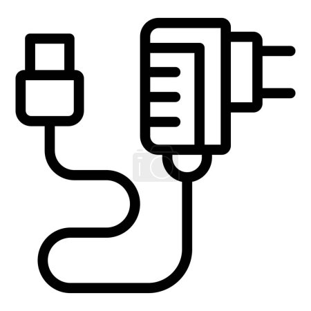 Ilustración de Teléfono cargador enchufe icono contorno vector. Fuente de energía del dispositivo digital. Conexión de carga eléctrica - Imagen libre de derechos