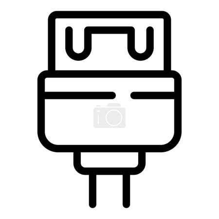 Connecteur de charge icône contour vecteur. Accessoire adaptateur secteur. Cordon de chargeur USB