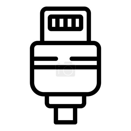 USB chargeur fil icône contour vecteur. Câble chargeur numérique. Connecteur de dispositif énergétique