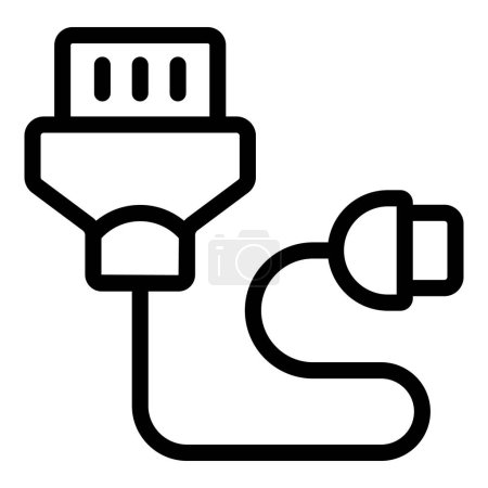 Power USB cable icon outline vector. Electrical digital gadget recharge. Smartphone accessory energy source