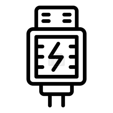 Ilustración de Adaptador de corriente USB icono contorno vector. Cable de conexión de energía. Dispositivo de cable fuente de alimentación - Imagen libre de derechos