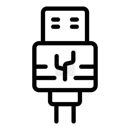 Ilustración de USB fuente de carga icono contorno vector. Accesorio de recarga de tecnología. Cable de batería de alimentación - Imagen libre de derechos