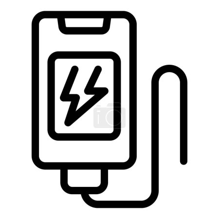 Ilustración de Teléfono de carga accesorio cable icono contorno vector. Repostaje de batería Smartphone. Conexión del adaptador de corriente - Imagen libre de derechos