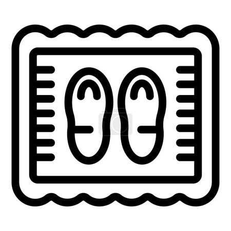 Chaussures d'intérieur mat icône contour vecteur. Tapis de revêtement de sol. Accessoire paillasson pied