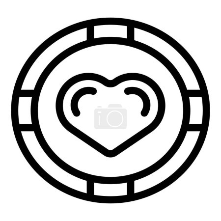 Warm welcome doormat icon outline vector. Floor round heart mat. Entrance area carpet