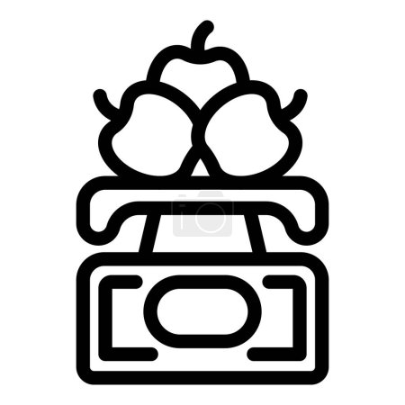 Apples on scale icon outline vector. Measure fruit weight. Domestic kitchen appliance