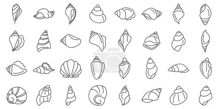 Ilustración de Iconos de caracol conjunto contorno vector. Cáscara marina. Caracol naturaleza animal - Imagen libre de derechos