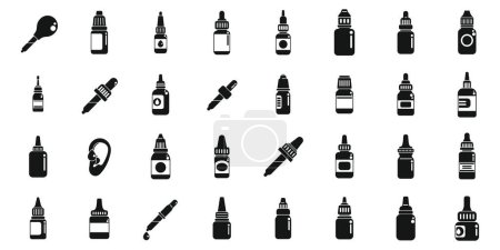 Illustration for Ear drops icons set simple vector. Medicine tube. Healthy care treatment - Royalty Free Image