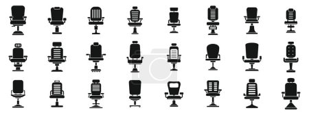Iconos de la silla de barbero conjunto vector simple. Salón asiento interior. Peluquería de muebles