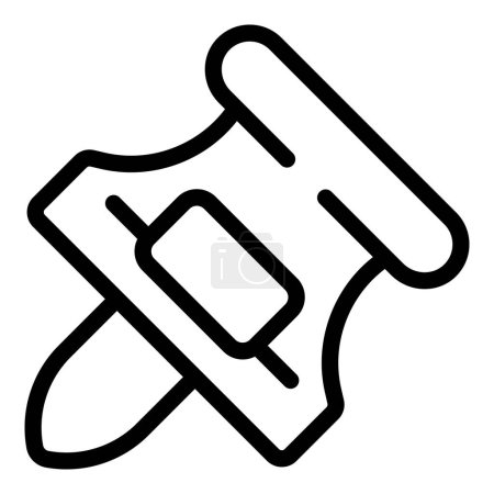 Ilustración de Push pin thumbtack icono contorno vector. Reminder pushpin. Nota de la Junta pulgar - Imagen libre de derechos