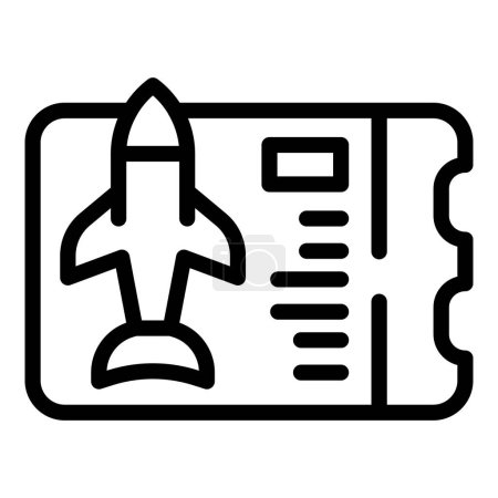 Téléchargez les illustrations : Carte d'embarquement de vol icône contour vecteur. Billets d'avion. Document de caisse des passagers - en licence libre de droit