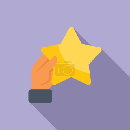 Hand take star icon flat vector. Take leader chance. Achieve prize