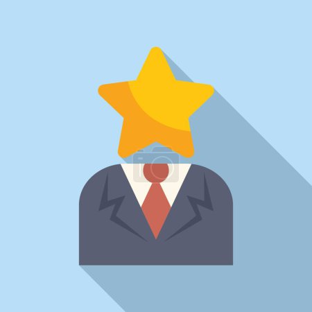 Illustration for New star candidate icon flat vector. Business manager. Social leader - Royalty Free Image