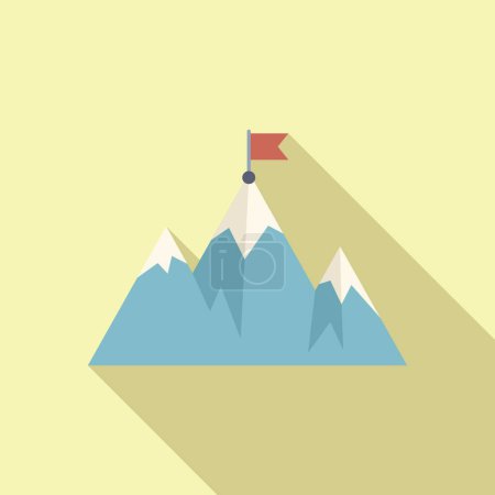Pico de montaña bandera objetivo icono vector plano. Objetivo de éxito. Líder del curso