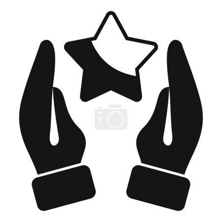 Hands keep care on star icon simple vector. Win idea. Creative rise