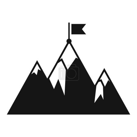 Pico de montaña bandera de destino icono simple vector. Objetivo de éxito. Líder del curso