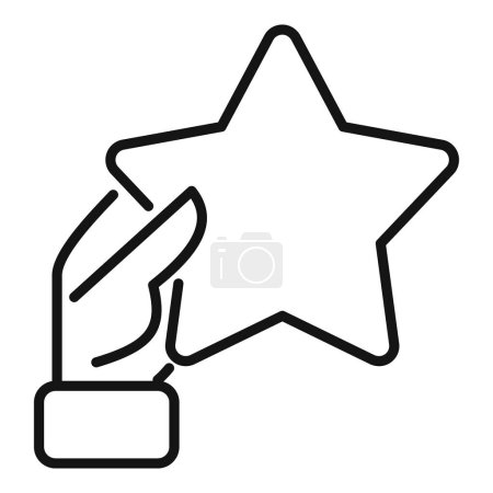 Hand take star icon outline vector. Take leader chance. Achieve prize