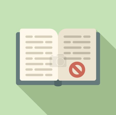 Illustration for Book disclaimer page icon flat vector. Work document. Legal literature - Royalty Free Image