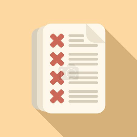 Paper rejected disclaimer points icon flat vector. Paper document. Sign policy