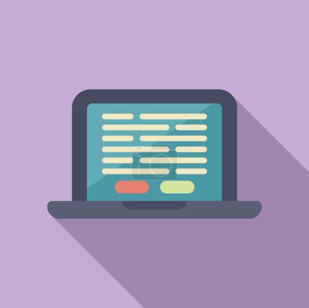 Laptop law online service icon flat vector. Disclaimer reading. Modern check