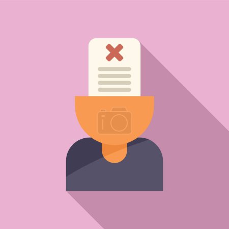 Illustration for Person mind disclaimer icon flat vector. Paper document. Policy data - Royalty Free Image