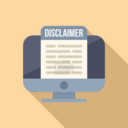 Illustration for Computer online disclaimer icon flat vector. Condition contract. Deny legal - Royalty Free Image