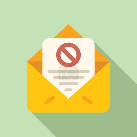 Illustration for Mail letter disclaimer icon flat vector. Finance document. Policy service - Royalty Free Image