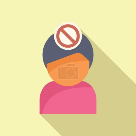Illustration for Rejected person by law icon flat vector. Modern notice. Application policy - Royalty Free Image