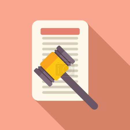 Gavel of disclaimer icon flat vector. Document term approve. Term check