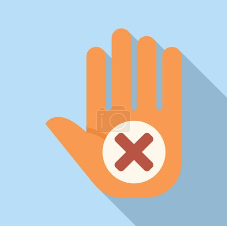 Stop rejected palm icon flat vector. Check notice. Legal exclamation