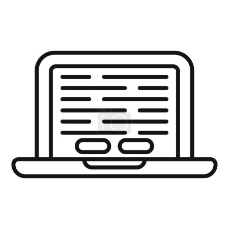 Ilustración de Ley del ordenador portátil icono de servicio en línea contorno vector. Descargo de responsabilidad de lectura. Verificación moderna - Imagen libre de derechos