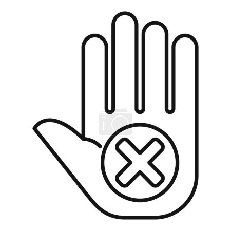 Stop rejected palm icon outline vector. Check notice. Legal exclamation